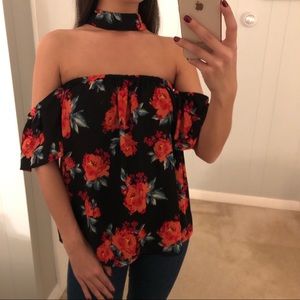 Forever 21 Off Shoulder Choker Top